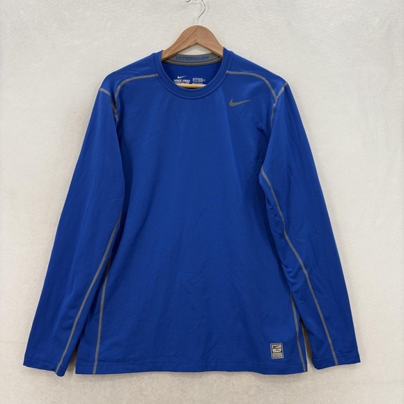 Nike Other - Nike Pro Combat Hyperwarm Shirt Mens Large Blue Dri-FIT Fitted Long Sleeve Gym